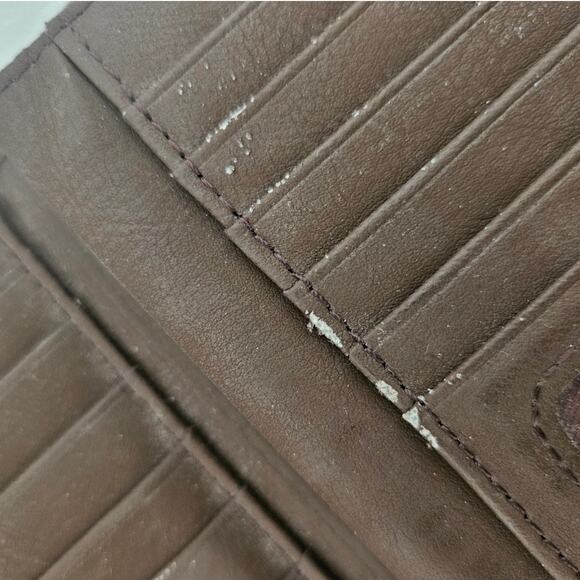 Vintage Fossil Chocolate Brown Leather Envelope Wallet Checkbook Minimalist Y2K - Picture 8 of 8